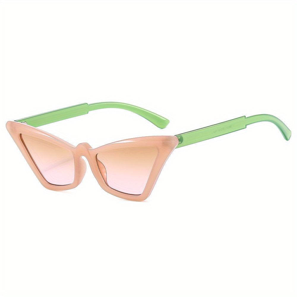 Men's Small Cat Eye Sunglasses Vintage Frame Flat Mirror PC Sunglasses
