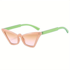 Men's Small Cat Eye Sunglasses Vintage Frame Flat Mirror PC Sunglasses