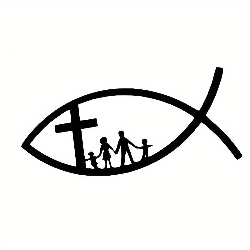 Car Stickers Decor Motorcycle Decals Christian Fish Jesus Family