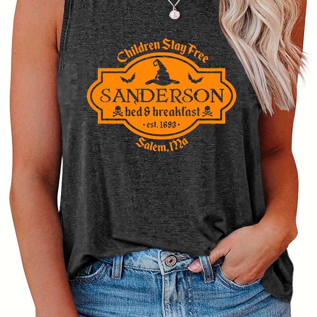 Witch House Number Print Plus Size Halloween Tank Top