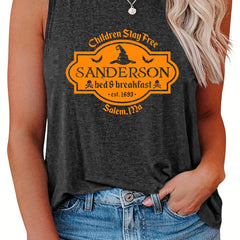 Witch House Number Print Plus Size Halloween Tank Top