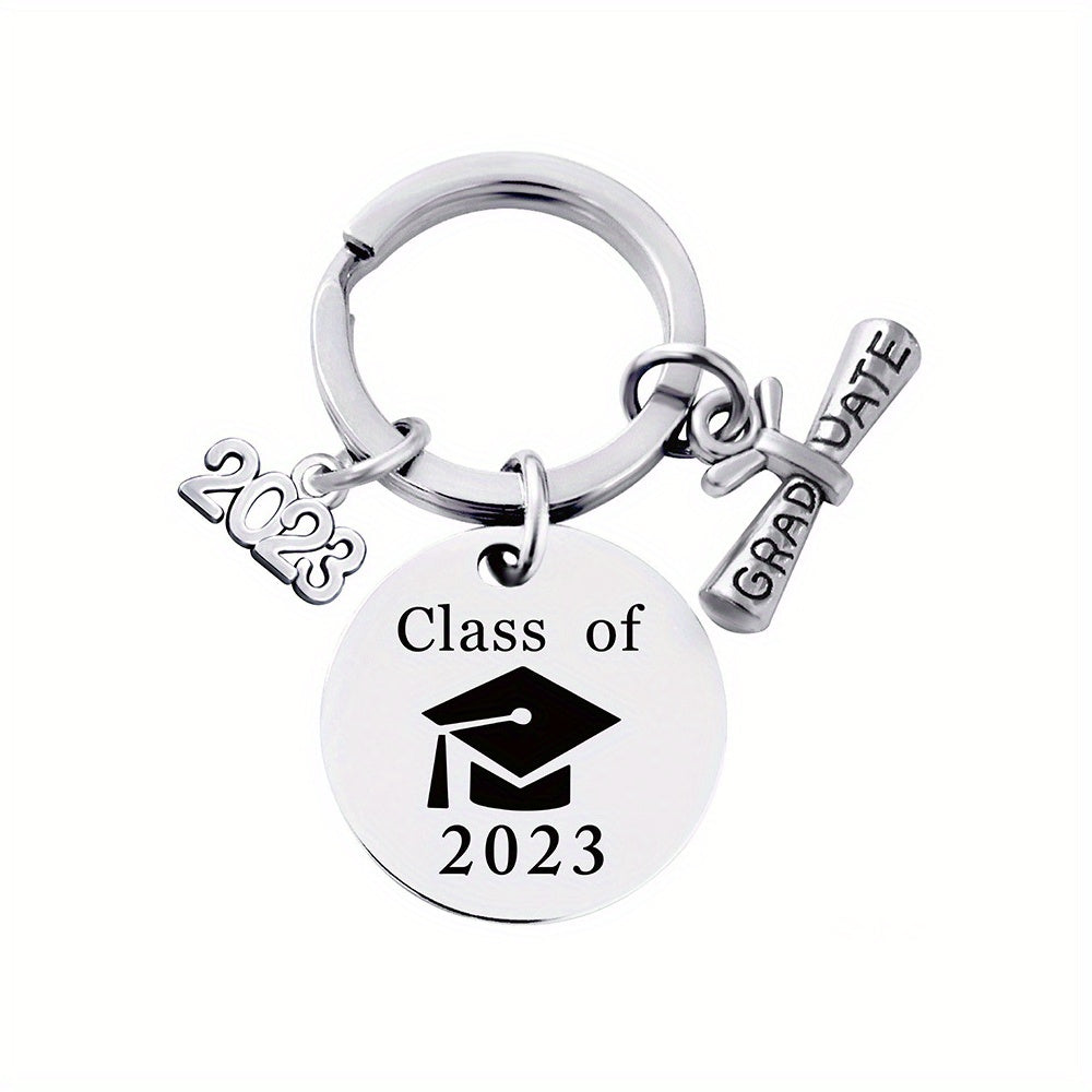 Stainless Steel Graduation Keychain - Letter Engraving Gift for Kids Friends