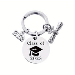 Stainless Steel Graduation Keychain - Letter Engraving Gift for Kids Friends