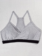 Lace Trim Racer Back Sporty Bra Medium Stretch