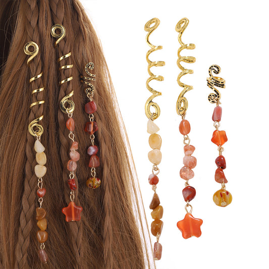 3pcs Tassels Hair Ring Jewelry For Braids Snake Dreadlock Rings