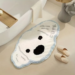 Dog Pattern Floor Mat Soft Plush Non-slip Bath Rug Machine Washable Bath Mat