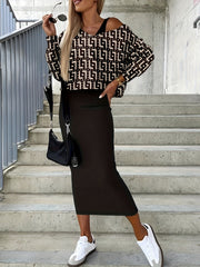 Women's Plus Geometric Print Top & Tank Dress Set