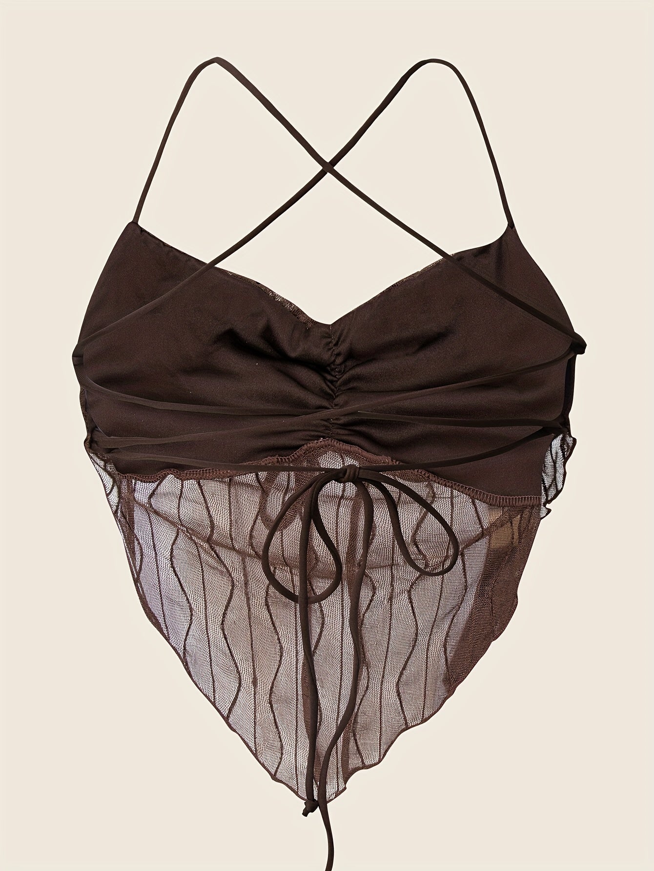 Mesh Stitching Cami Top Criss Cross Back Strappy Top