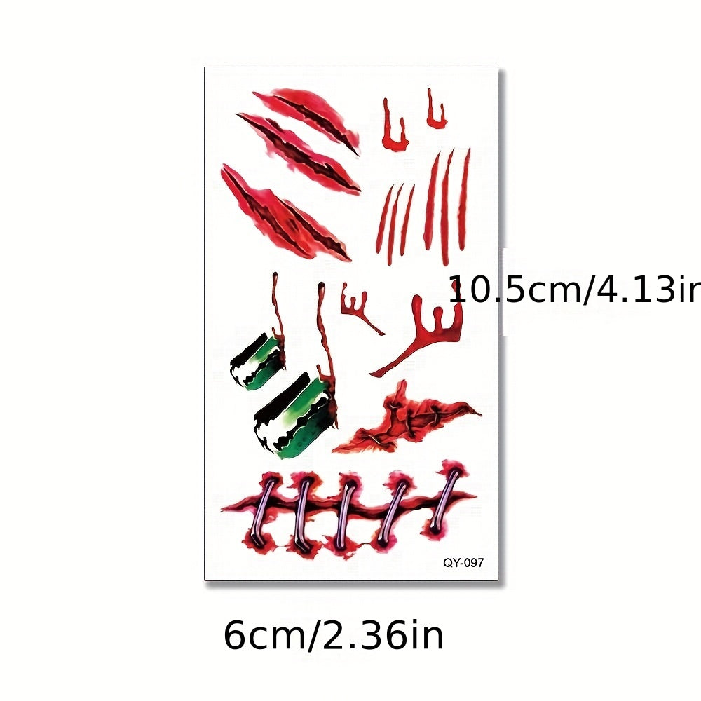 Scar Tattoo Stickers Halloween Decorations Realistic Wounds Waterproof Stickers