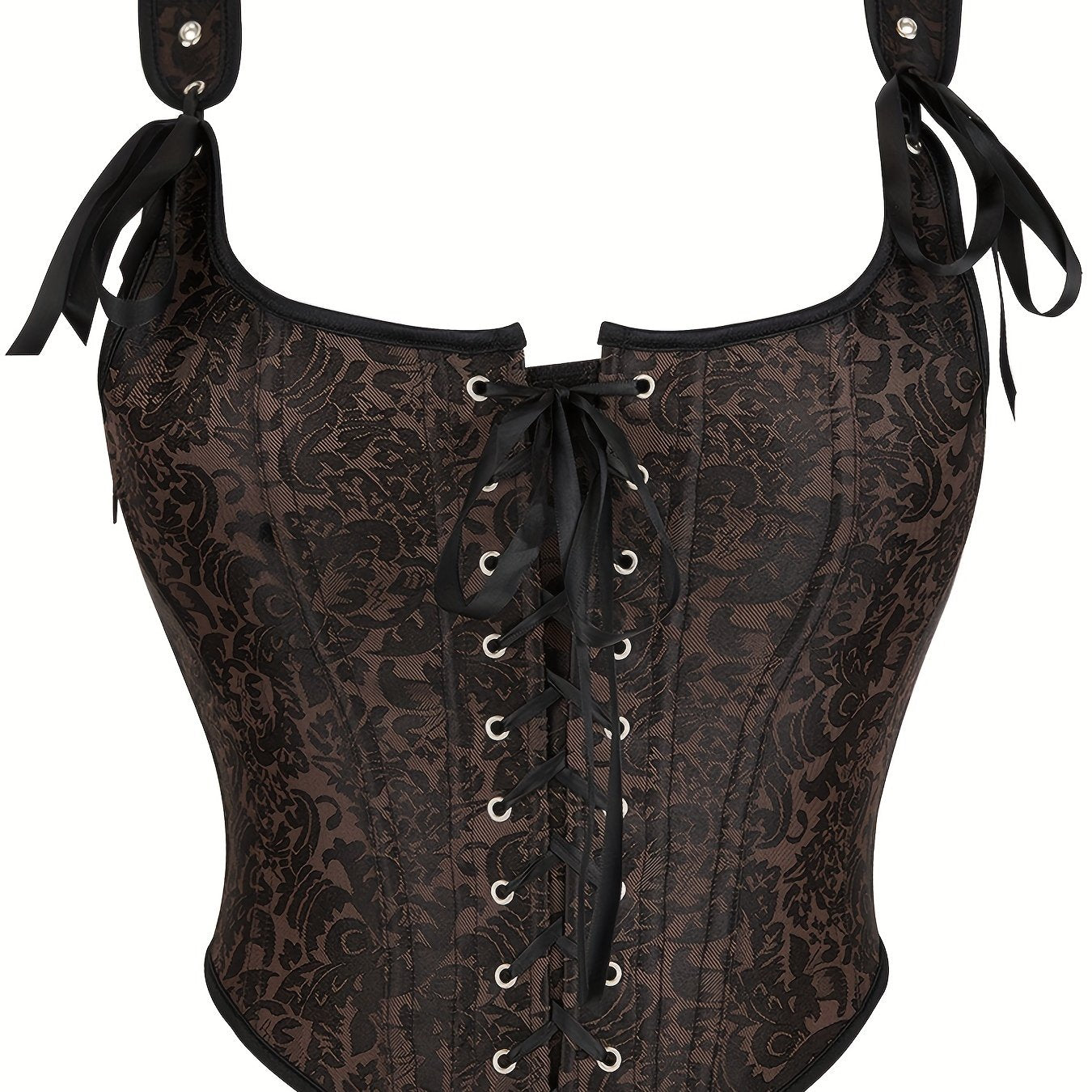 Jacquard Shaping Corset Tops Tummy Control Lace Up Slimmer Sleeveless Top
