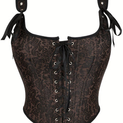 Jacquard Shaping Corset Tops Tummy Control Lace Up Slimmer Sleeveless Top