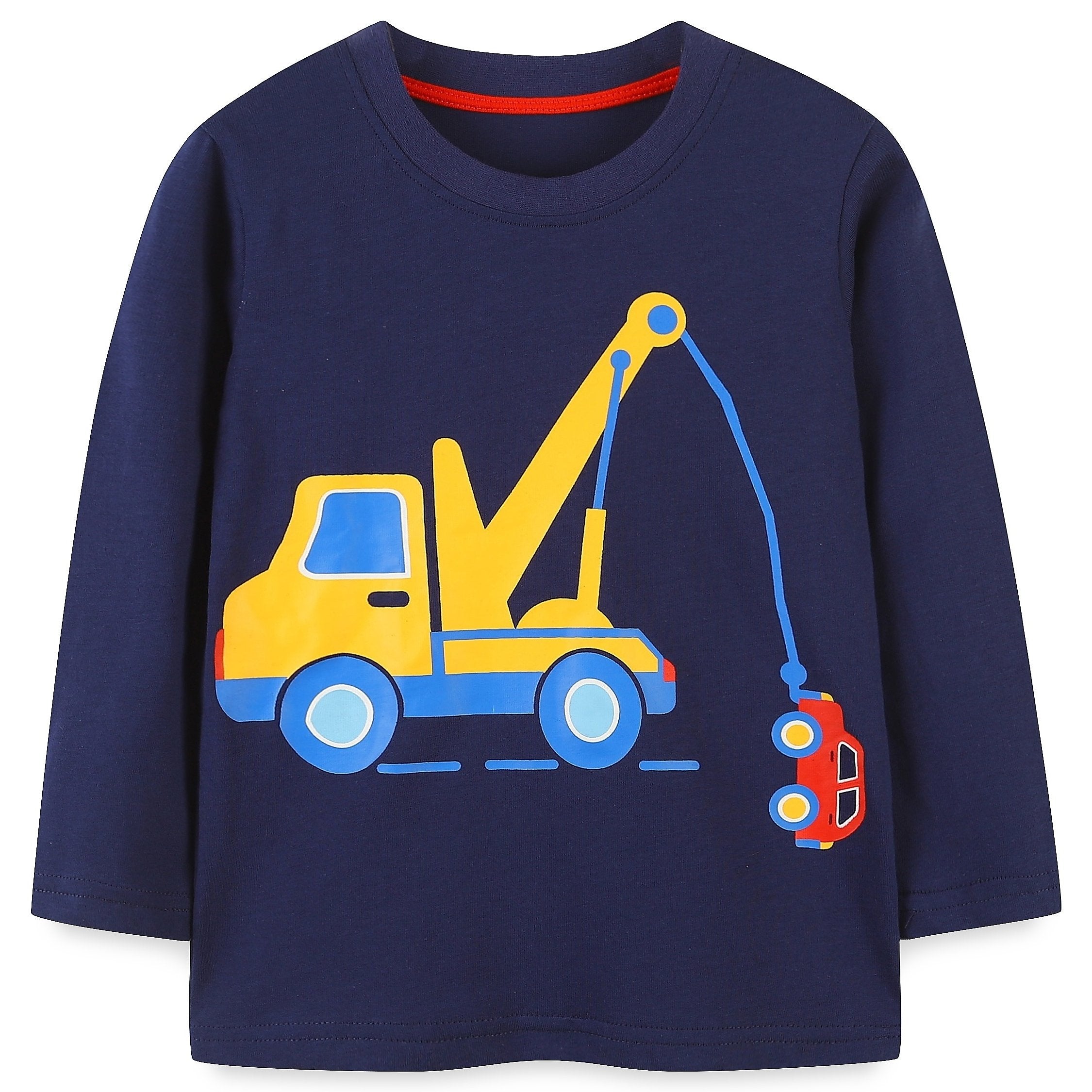 Cartoon Digger Boys Sweatshirt Long Sleeve Crew Neck Tops