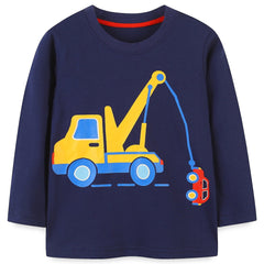 Cartoon Digger Boys Sweatshirt Long Sleeve Crew Neck Tops
