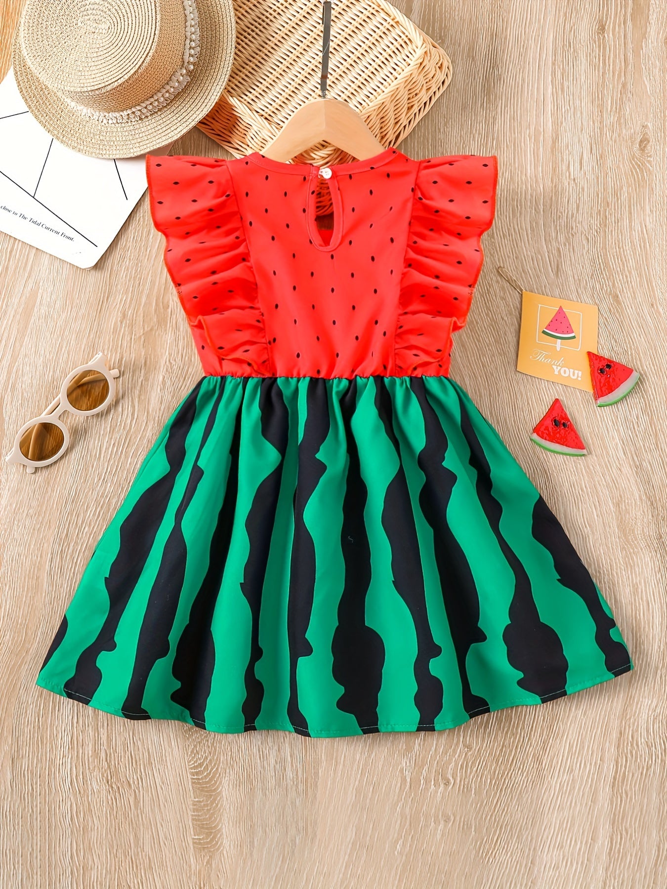 Toddler Girls Watermelon Graphic Princess Dress for Party