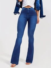 Women's High Stretch Flared Jeans Slim Fit Wide Legs Denim Pants