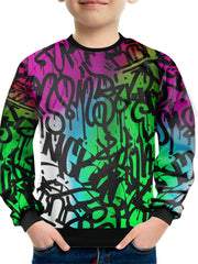 Graffiti Print Kid's Sweatshirt Pullover for Spring Fall Winter