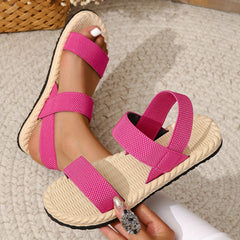 Women's Elastic Flat Sandals Open Toe Slip On Slingback Shoes