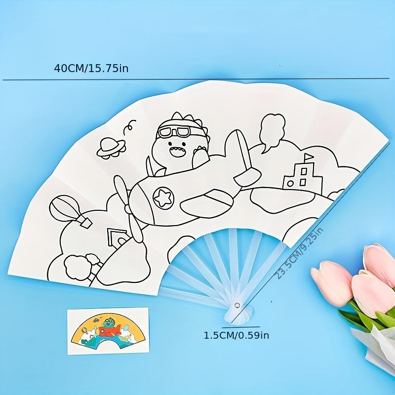 DIY Painting Graffiti Seven fold Fan Cartoon Coloring Folding Fan