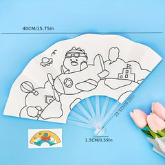 DIY Painting Graffiti Seven fold Fan Cartoon Coloring Folding Fan