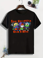 Men's Halloween Print Tee for Summer Outdoor