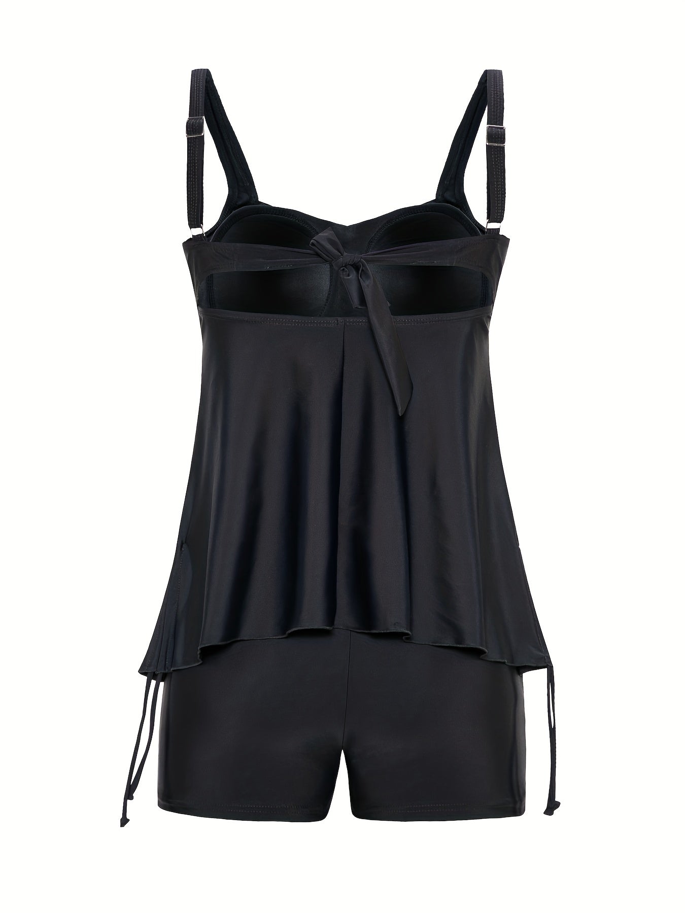 Solid Ruched Front Tankini Set