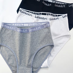 3pcs English Waist Cotton Bikini Panties Comfortable & Breathable