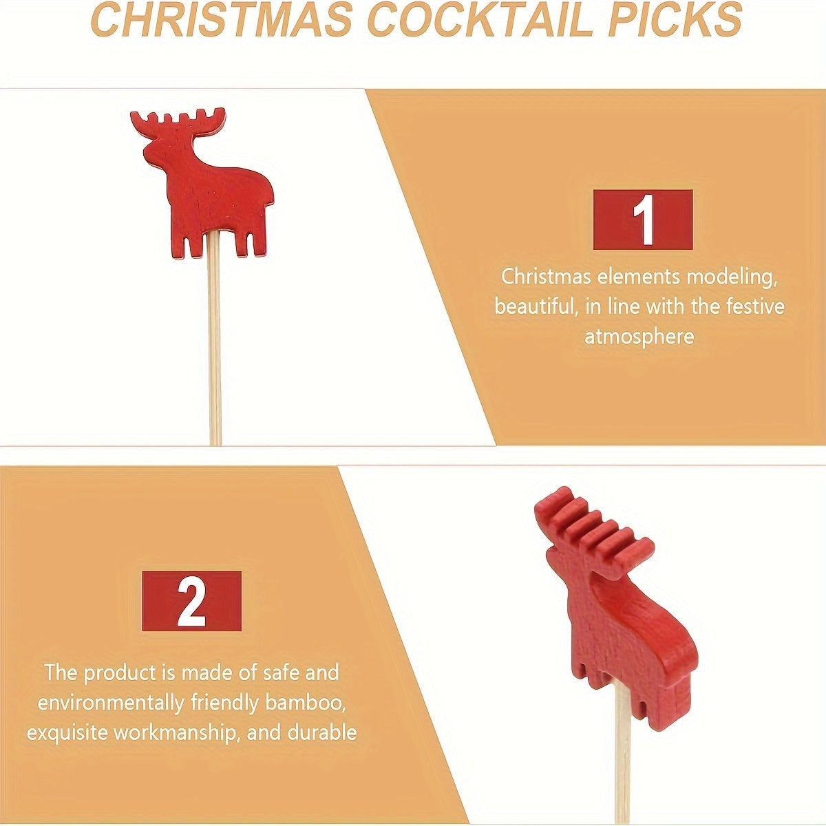 100 Pcs Christmas Cocktail Picks Appetizer Decorative Toothpicks