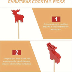 100 Pcs Christmas Cocktail Picks Appetizer Decorative Toothpicks
