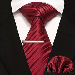 3pcs Striped Tie And Pocket Square Set for Men