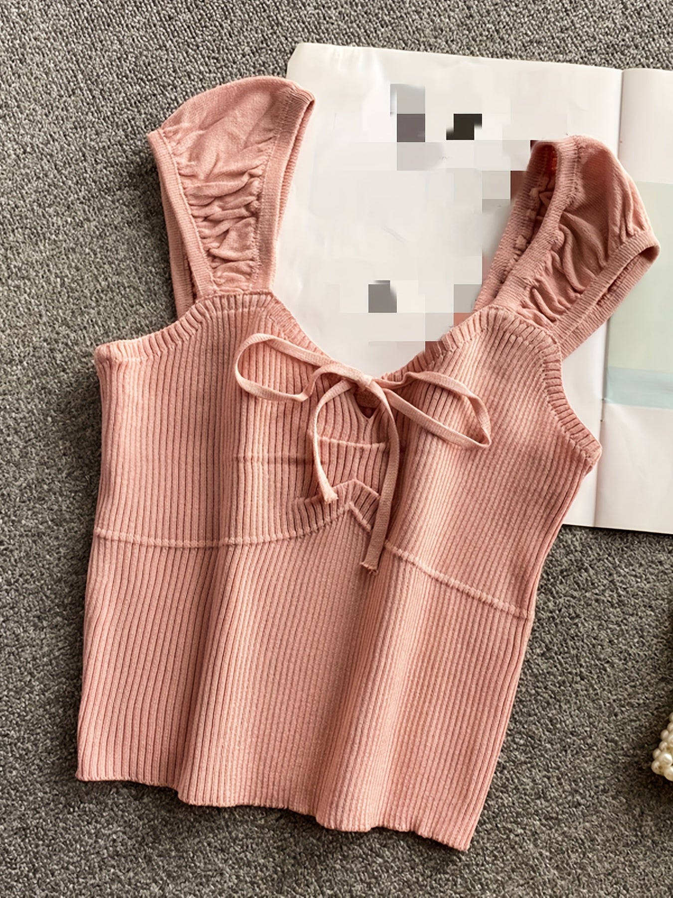 Ribbed Knotted Tank Top for Women