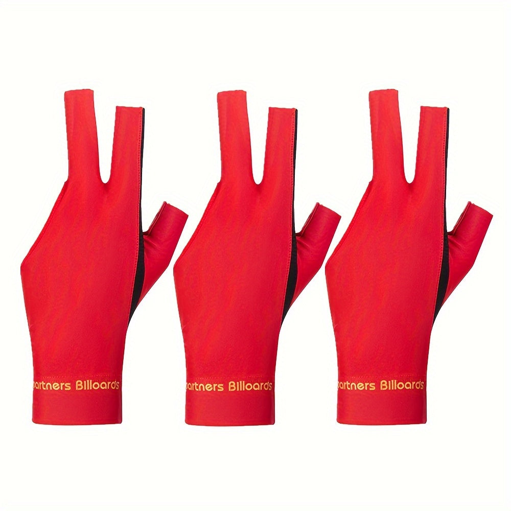 3pcs Billard Glove for Left Hand, Elastic and Anti-Slip Palm