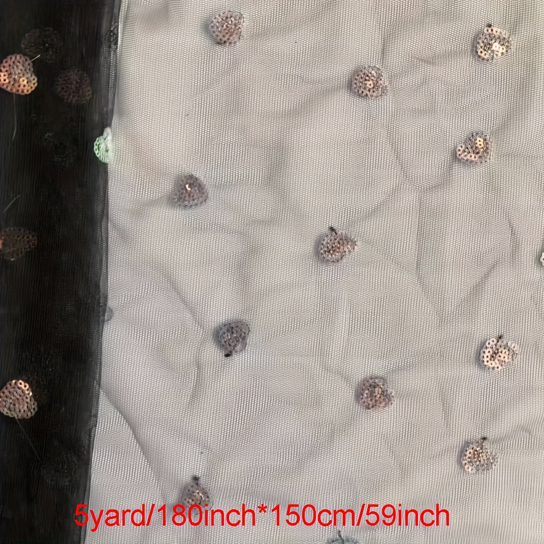 Colorful Heart Mesh Sequin Fabric 0.91m 2.74m 4.57m