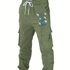 Men's Cargo Pants Live Love Laugh Slogan Print Joggers