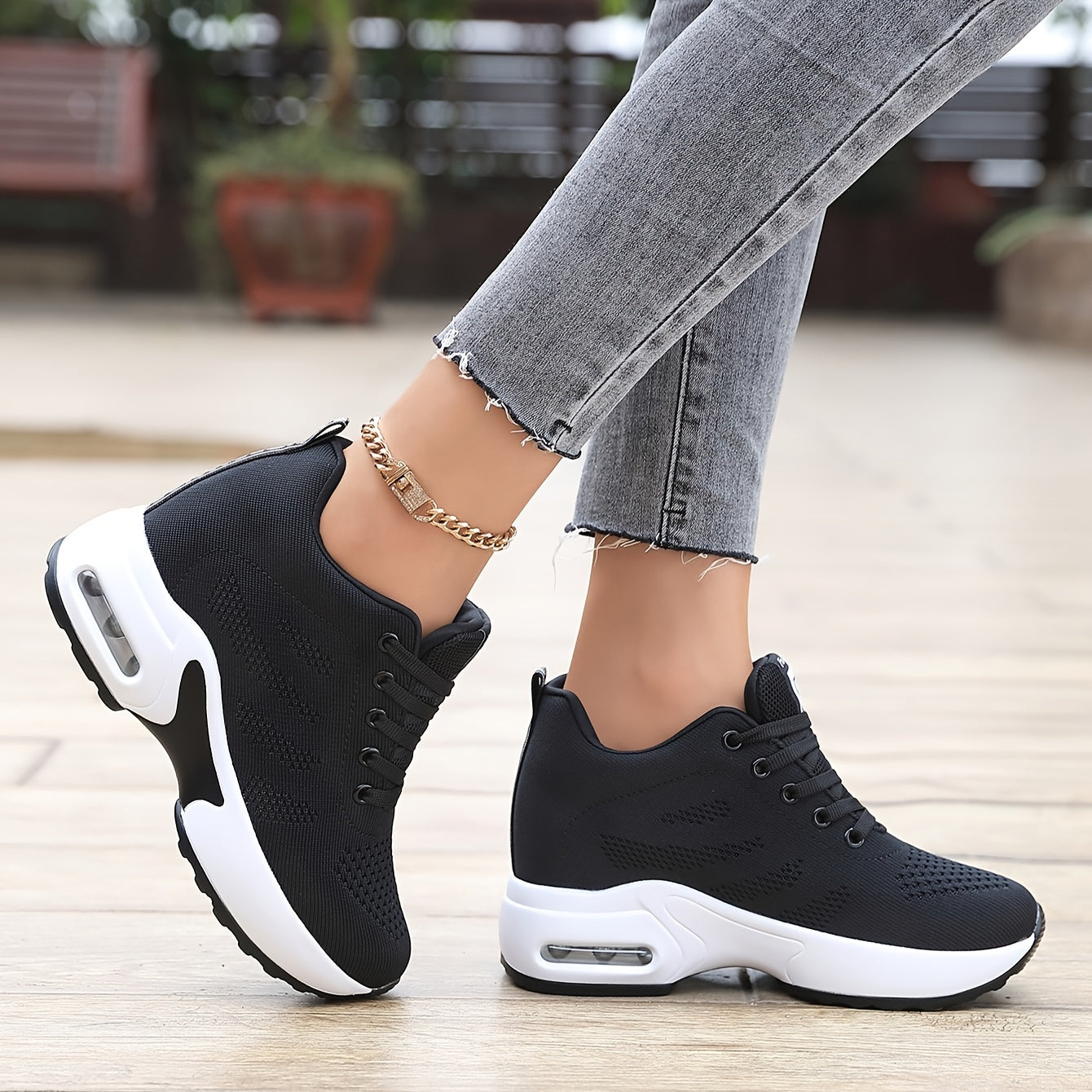 Hidden Heel Air Cushion Platform Walking Shoes For Women
