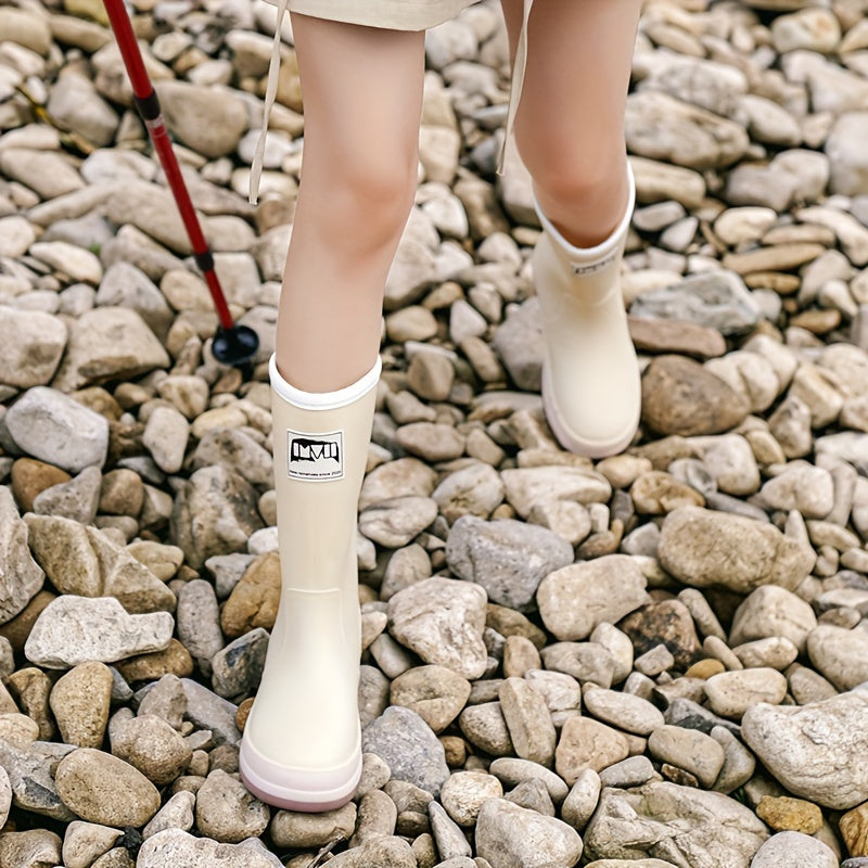 Solid Quick Drying Flat Rain Boots Waterproof Non Slip Thickened Outdoor PVC Cas