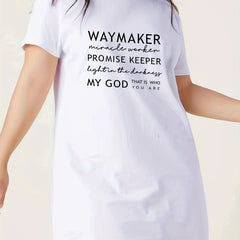 Women's Sleep Dress Letter Print Short Sleeve