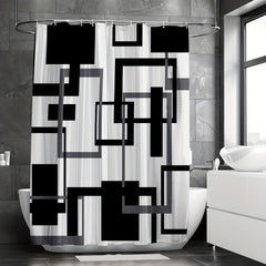 Grey Geometric Abstract Shower Curtain 182x182 cm