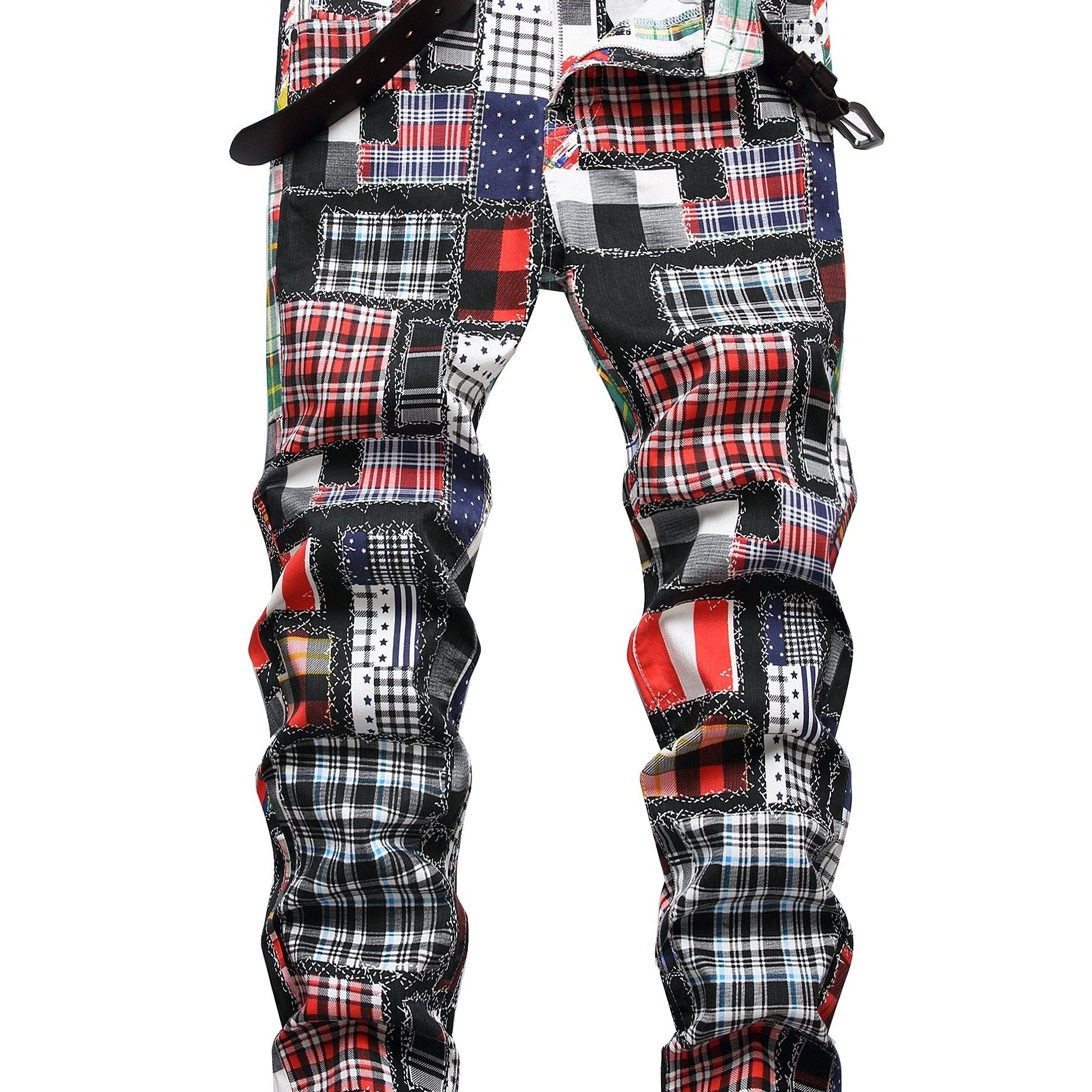 Boys Plaid Jeans Skinny Slim Fit Washed Denim Long Pants Kids Clothing