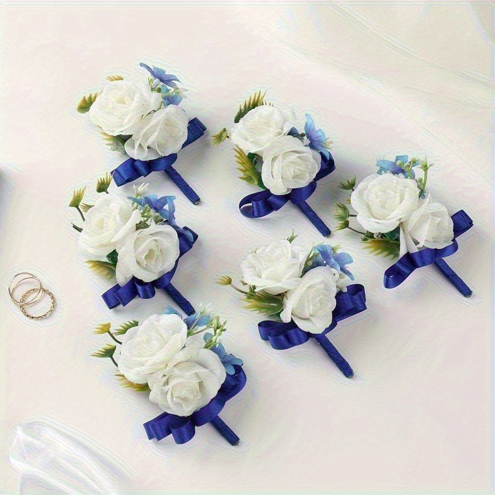 Men Wedding Boutonniere Set Groom & Groomsmen Prom Corsage