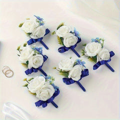 Men Wedding Boutonniere Set Groom & Groomsmen Prom Corsage