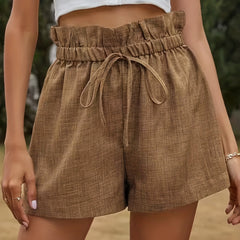 Ruffle Trim Drawstring Shorts for Women