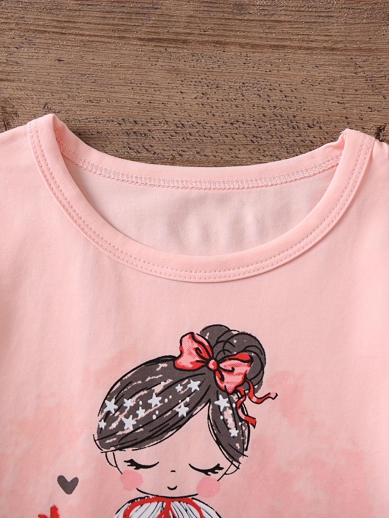 Girls Portrait Print Pajama Set Kids Clothes