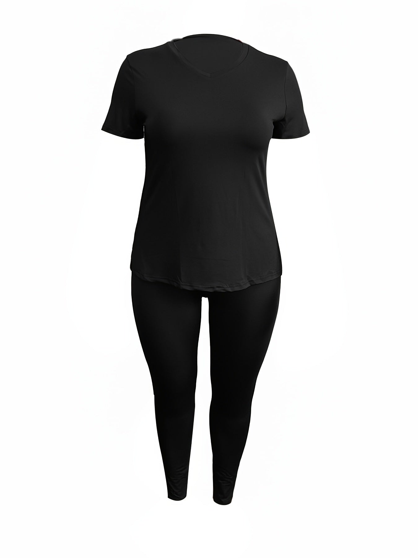V Neck T shirt & Pants Workout Set