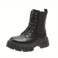Women's Platform Combat Boots Lace Up Ankle Boots