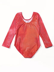 Girl's Horse Pattern Gymnastics Tights Long Sleeve Leotard