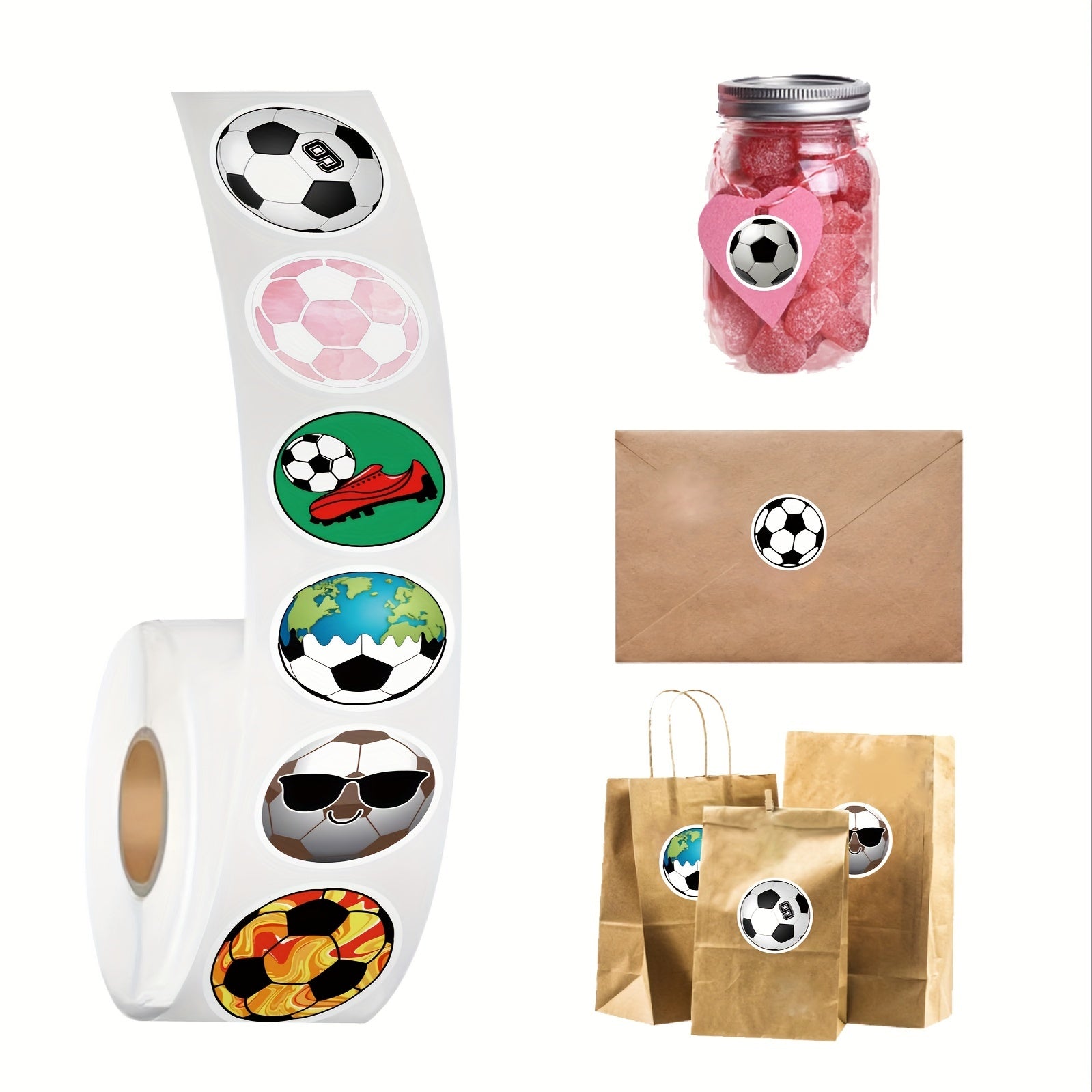 500pcs Soccer Stickers Roll Vinyl Soccer Sports Stickers