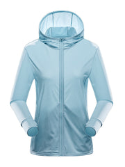 Women's UPF50 Protection Hooded Jacket Lightweight Full Zipper Long Sleeve