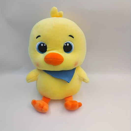 Yellow Chick Plush Toy with Bandana Soft Polyester Decor