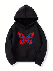 Funny Butterfly Graphics Girls' Long Sleeve Casual Hoodie Sweatshirt