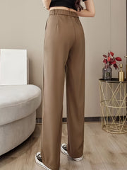 Solid High Waist Draped Long Length Pants